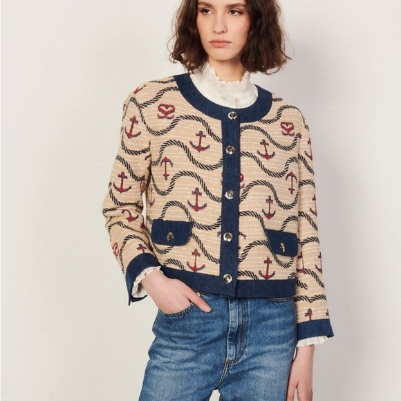 Sandro Jackets & Blazers - SANDRO
Rosetta Denim-trimmed Jacquard Jacket